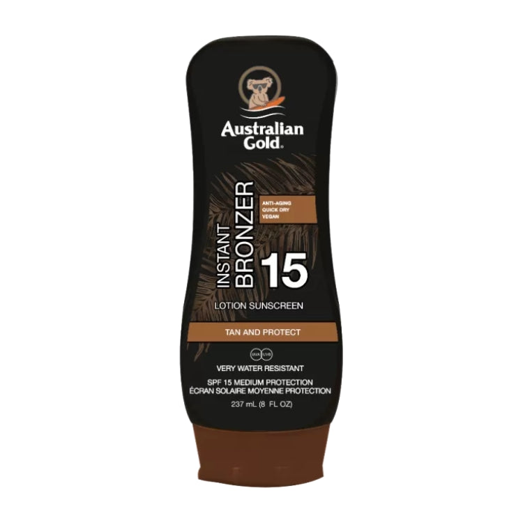 Australian Gold - Instant Bronzer - Lotion Sunscreen - Tan And Protect - Very Water Resistant