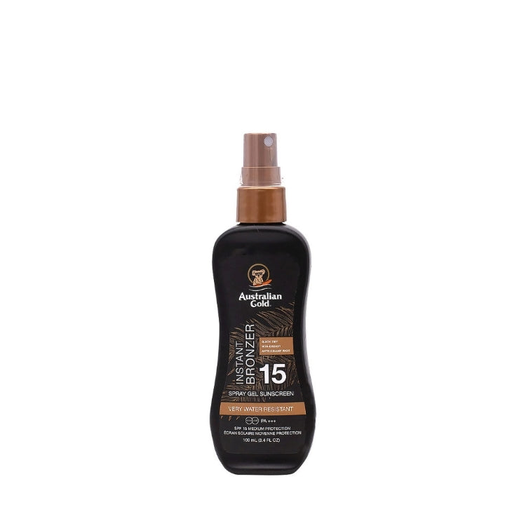 Australian Gold - Instant Bronzer - Spray Gel Sunscreen - Tan And Protect - Very Water Resistant