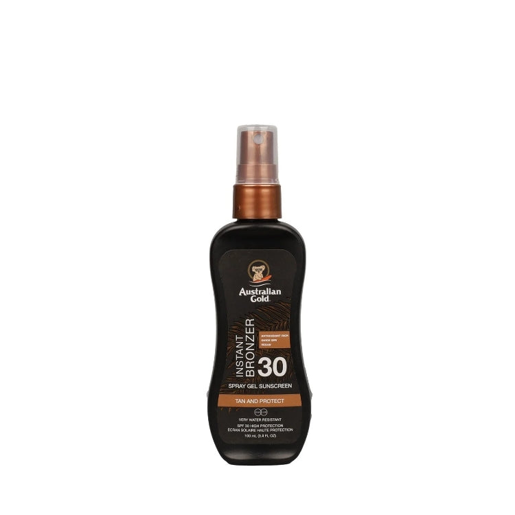 Australian Gold - Instant Bronzer - Spray Gel Sunscreen - Tan And Protect - Very Water Resistant