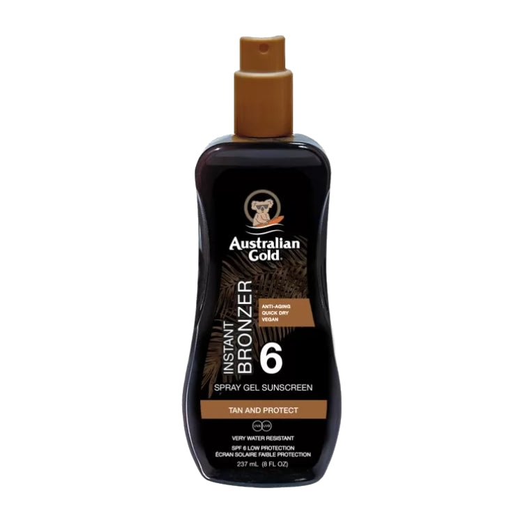 Australian Gold - Instant Bronzer - Spray Gel Sunscreen - Tan And Protect - Very Water Resistant