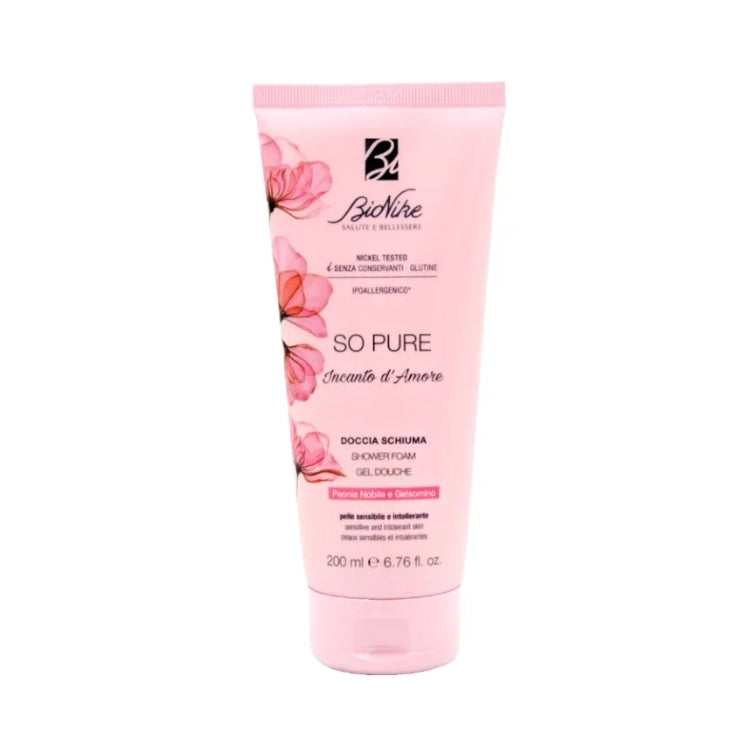 BioNike - So Pure - Incanto d'Amore - Doccia Schiuma - Shower Foam - Gel Douche - Peonia Nobile & Gelsomino - Pelle Sensibile & Intollerante