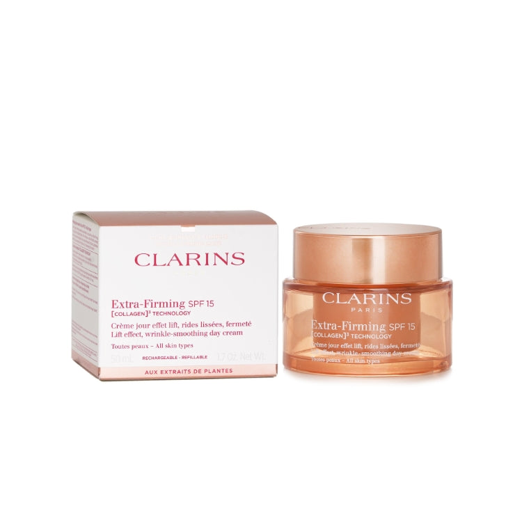 Clarins - Extra-Firming SPF 15 - [COLLAGEN]³ Technology - Crème Jour Effet Lift, Rides Lissées, Fermeté - Lift Effect, Wrinkle-Smoothing Day Cream - Toutes Peaux - All Skin Types - Rechargeable/Refillable