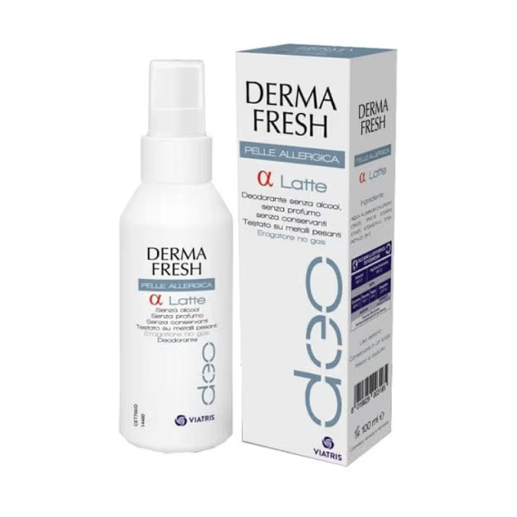Derma Fresh - Pelle Allergica - Latte - Deodorante Senza Alcool - Senza Profumo - Senza Conservanti - Testato Su Metalli Pesanti - Erogatore No Gas - Deodorante