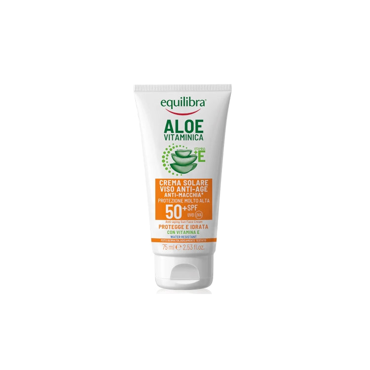 Equilibra - Aloe - Crema Solare Viso Anti-Age - Anti-Aging Sun Face Cream - Anti-Macchia - Protegge & Idrata - Water Resistant - SPF 50+