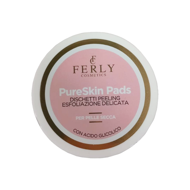 Ferly Cosmetics - PureSkin Pads - Dischetti Peeling Esfoliazione Delicata - Per Pelle Secca - Con Acido Glicolico