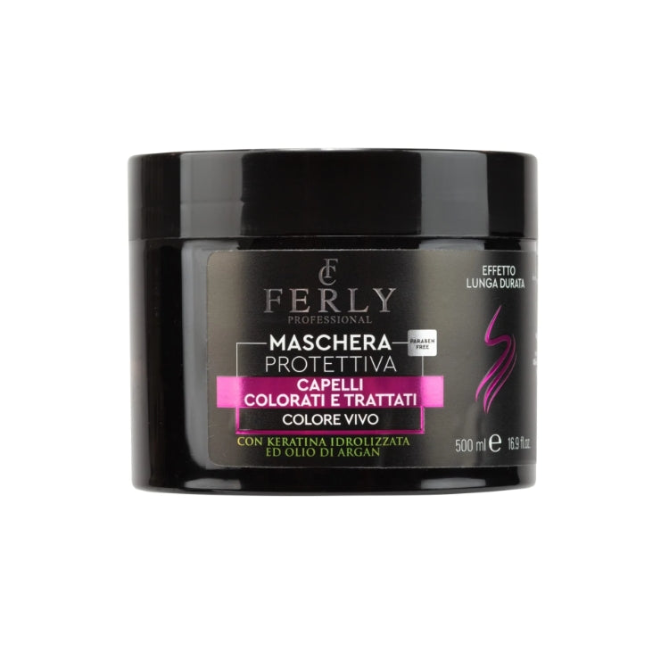 Ferly Professional - Maschera Protettiva - Capelli Colorati Trattati - Colore Vivo - Con Keratina Idrolizzata Ed Olio Di Argan