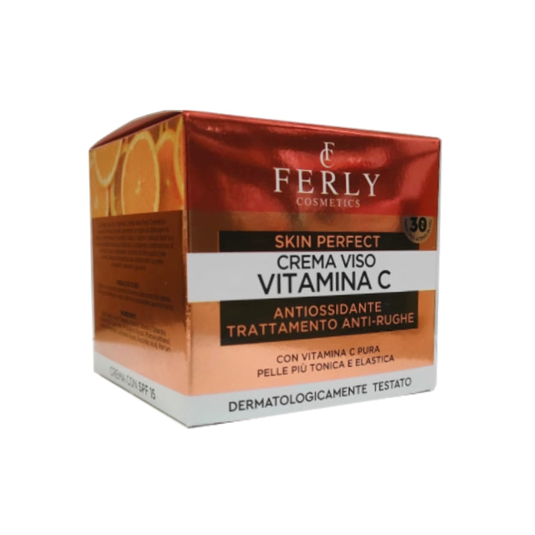 Ferly Cosmetics - Skin Perfect - Crema Viso Vitamina C - Antiossidante Trattamento Anti-Rughe - Con Vitamina C Pura - Pelle Più Tonica & Elastica - Dermatologicamente Testato - SPF 15