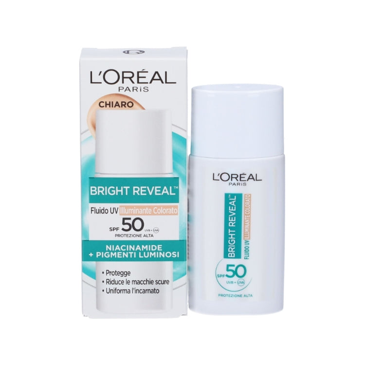 L'Oréal Paris - Bright Reveal - Fluido UV Illuminante Colorato - Niacinamide + Pigmenti Luminosi - SPF 50